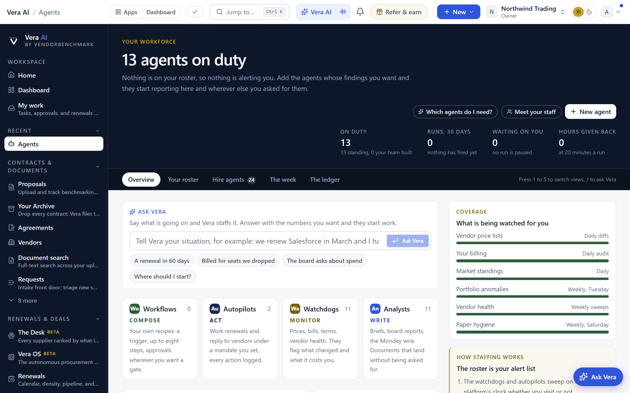 Agent Center screen
