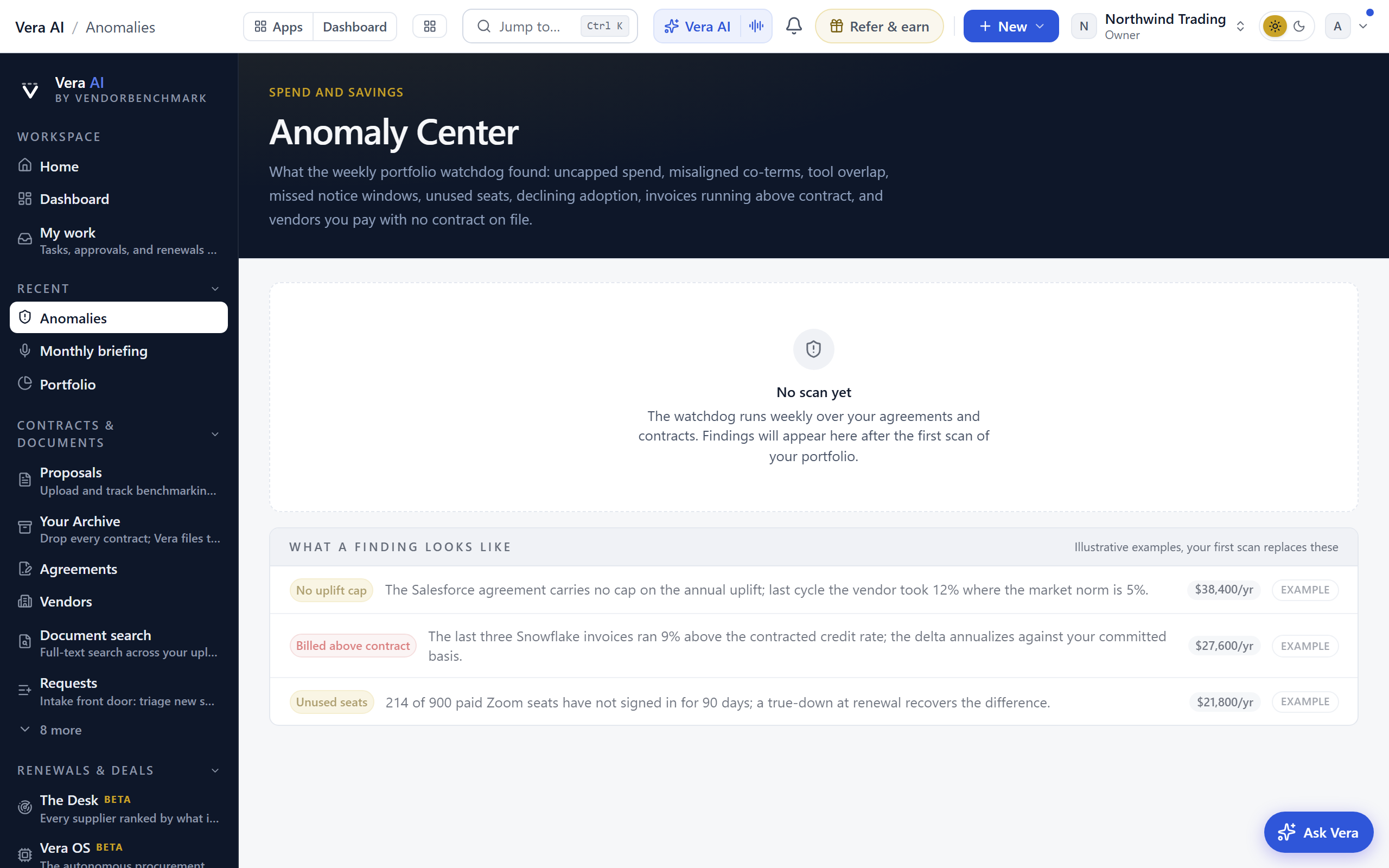 Anomalies screen