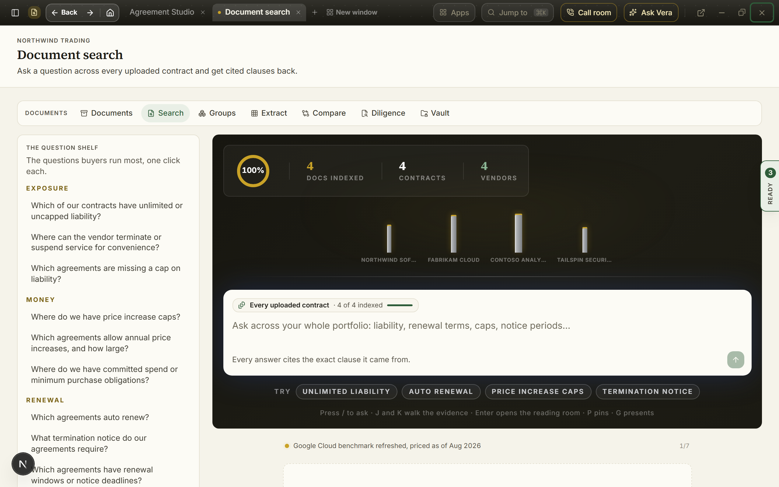 Two workspaces open in one application window
