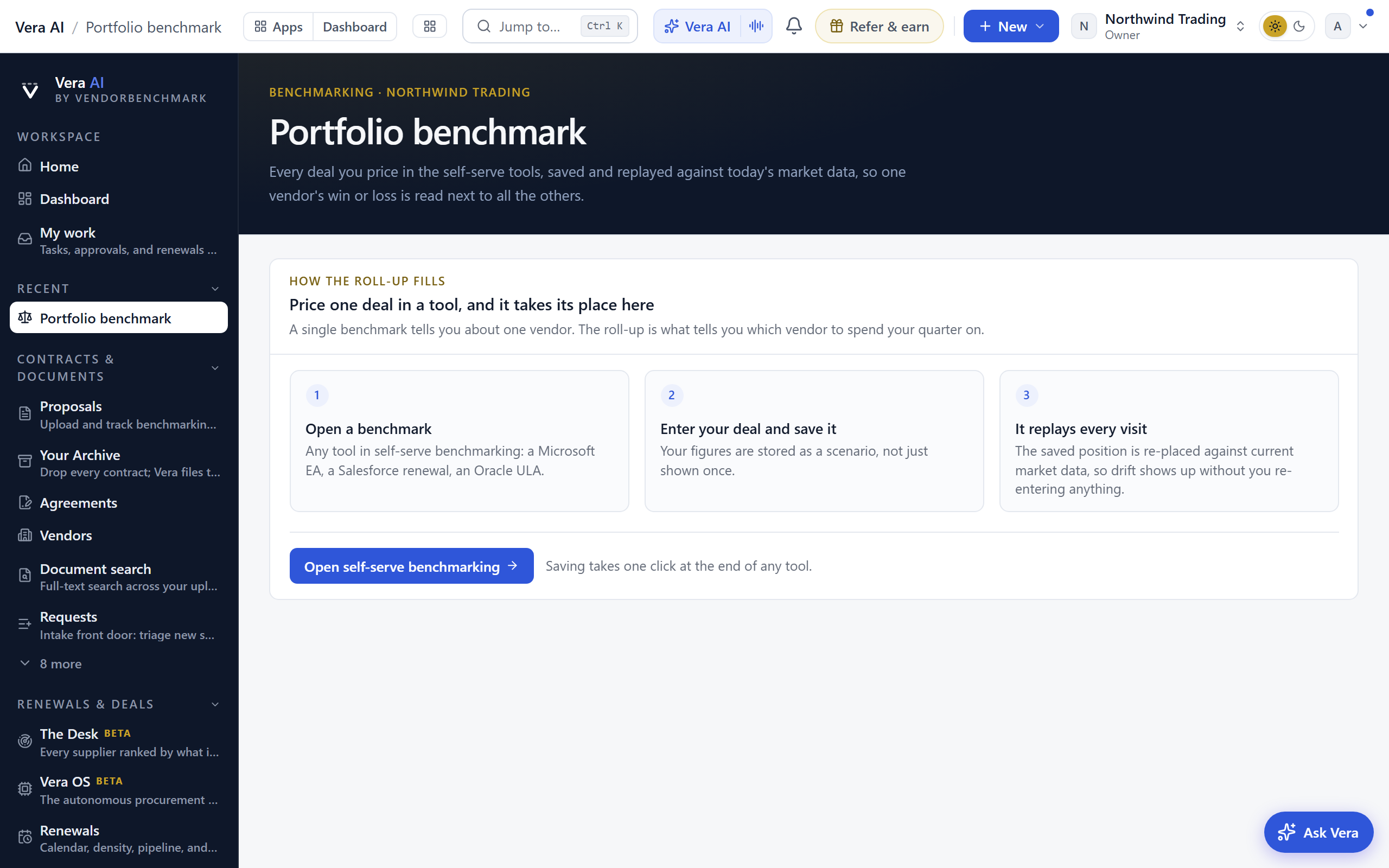 Portfolio benchmark screen