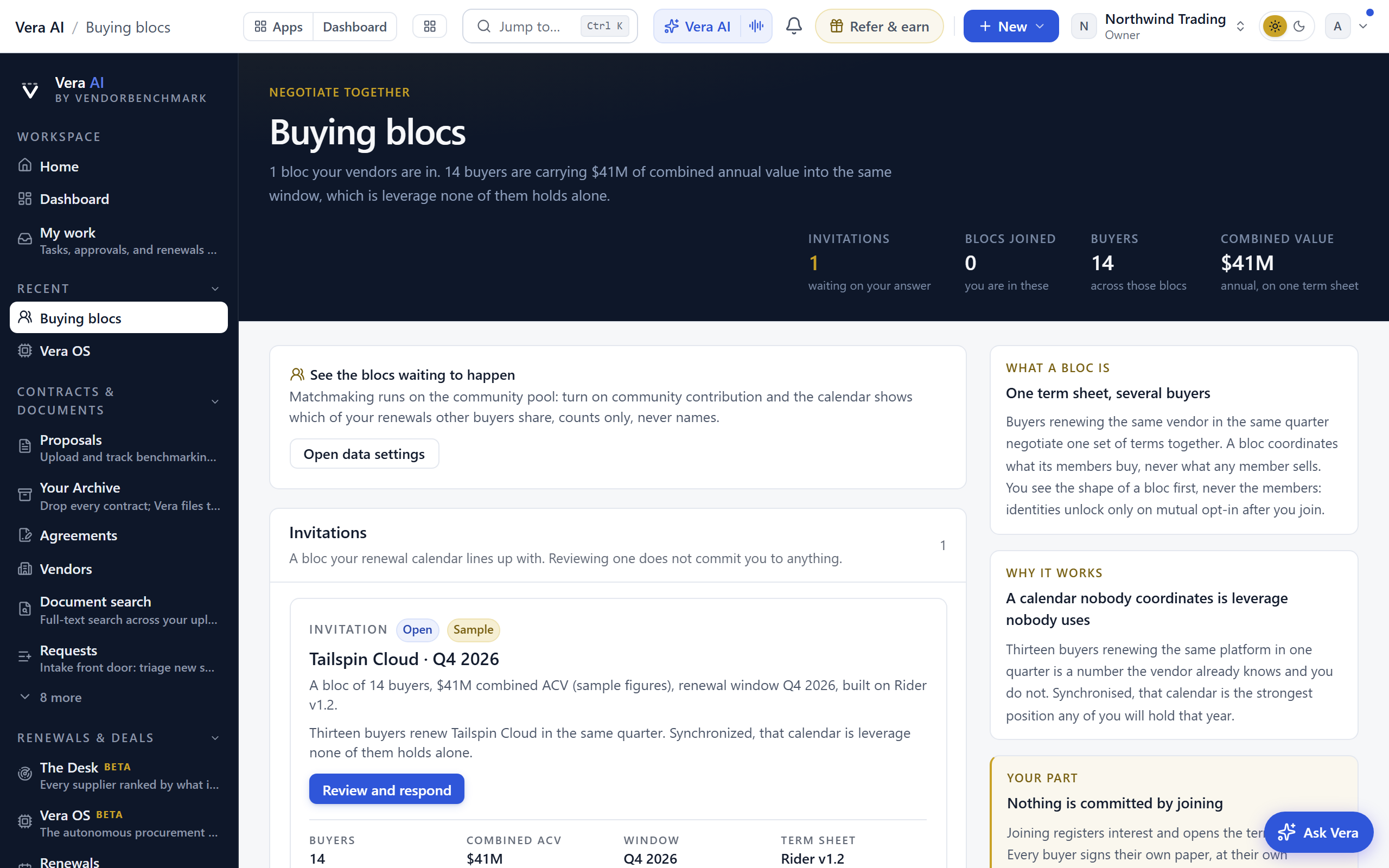 Buying blocs screen