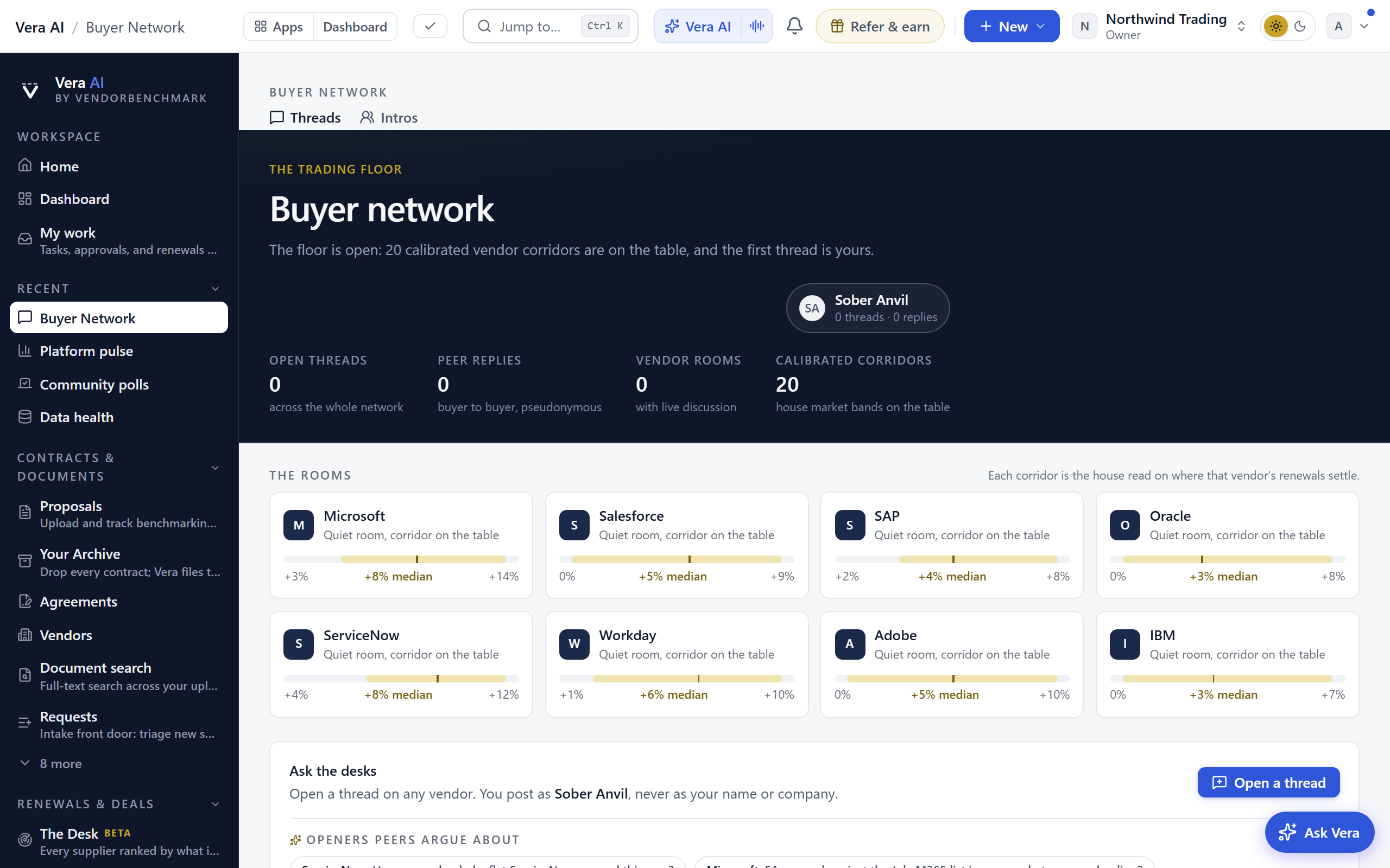 Buyer Network screen