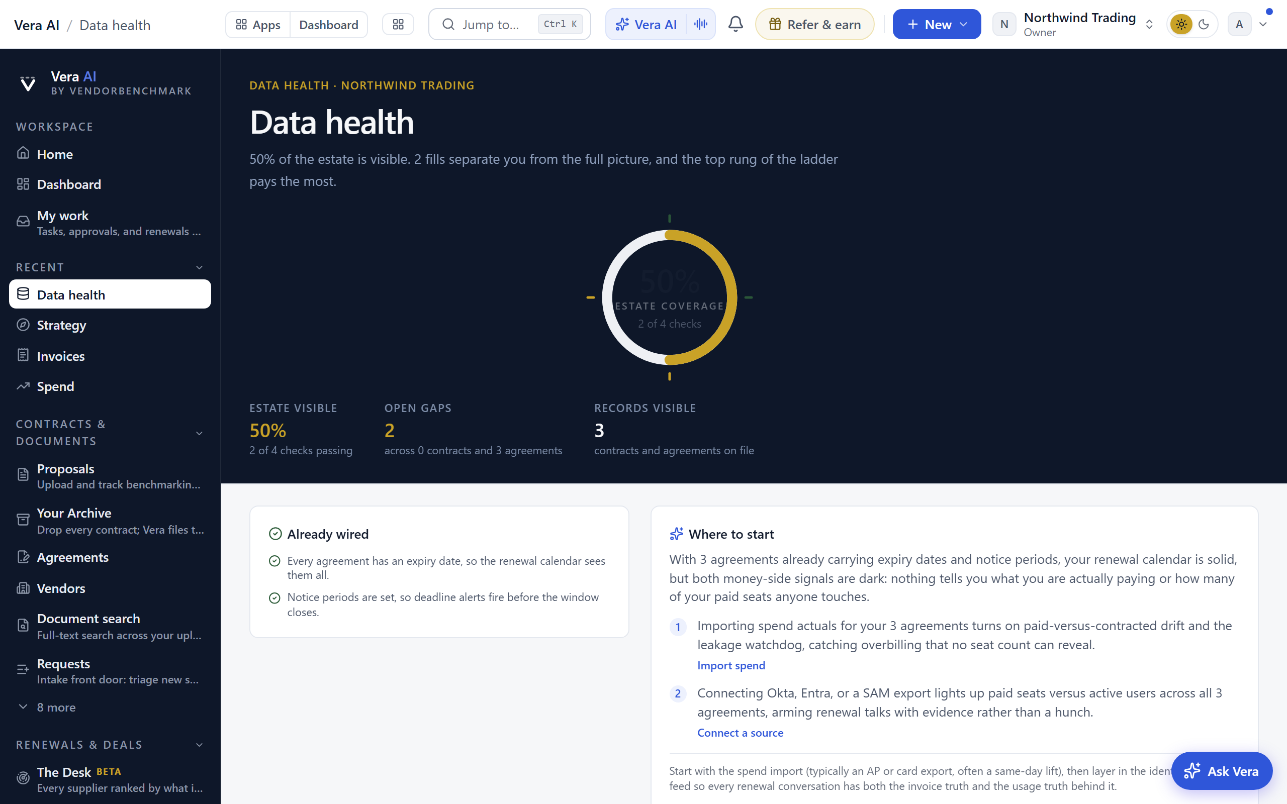 Data health screen
