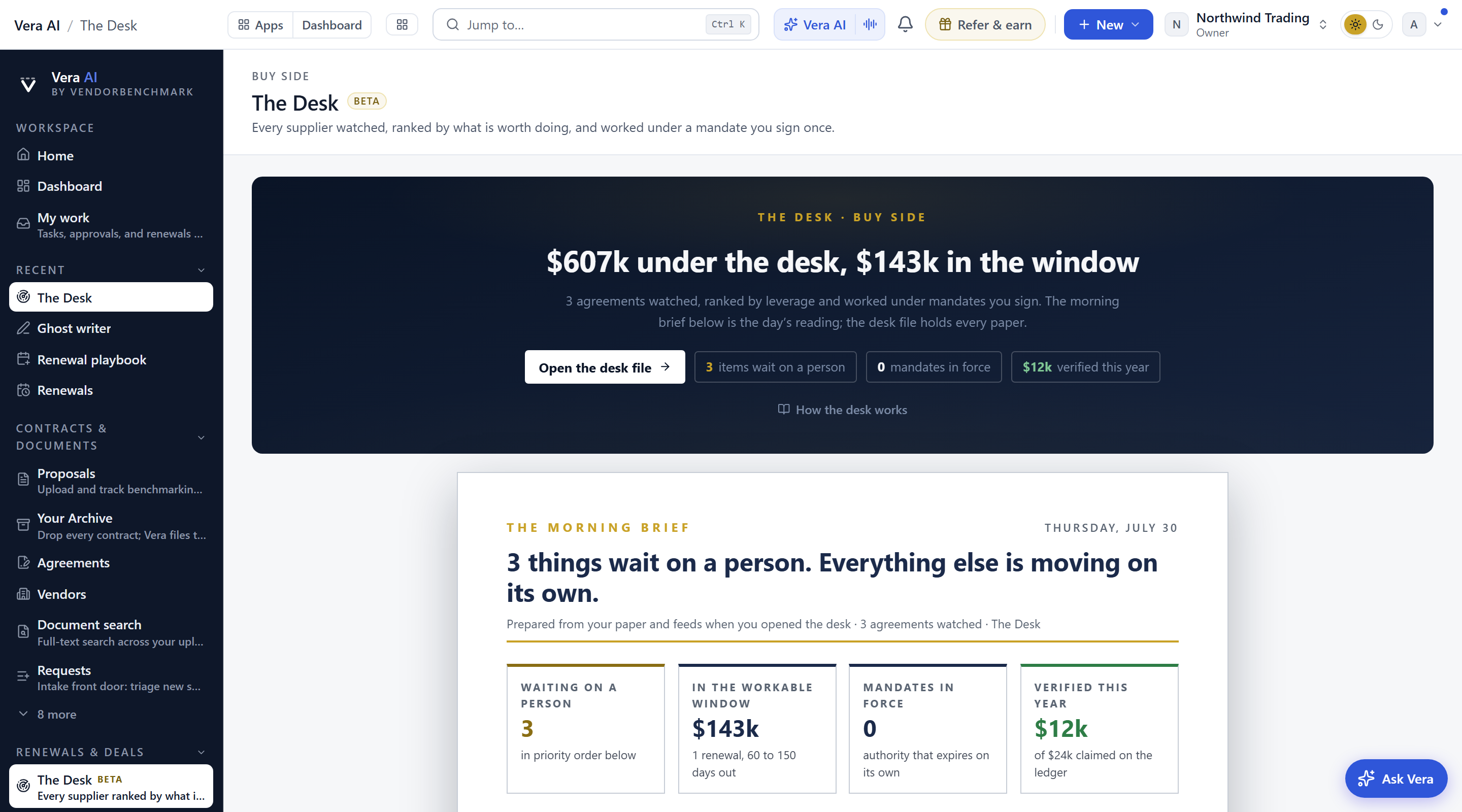 The Desk screen