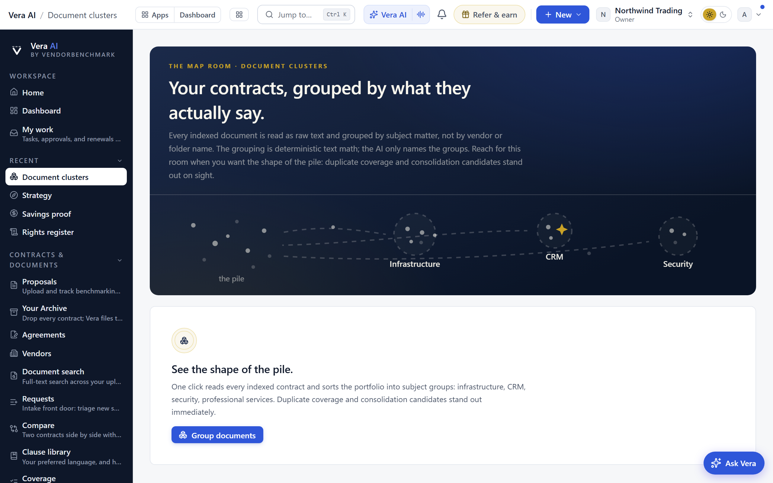 Document clusters screen