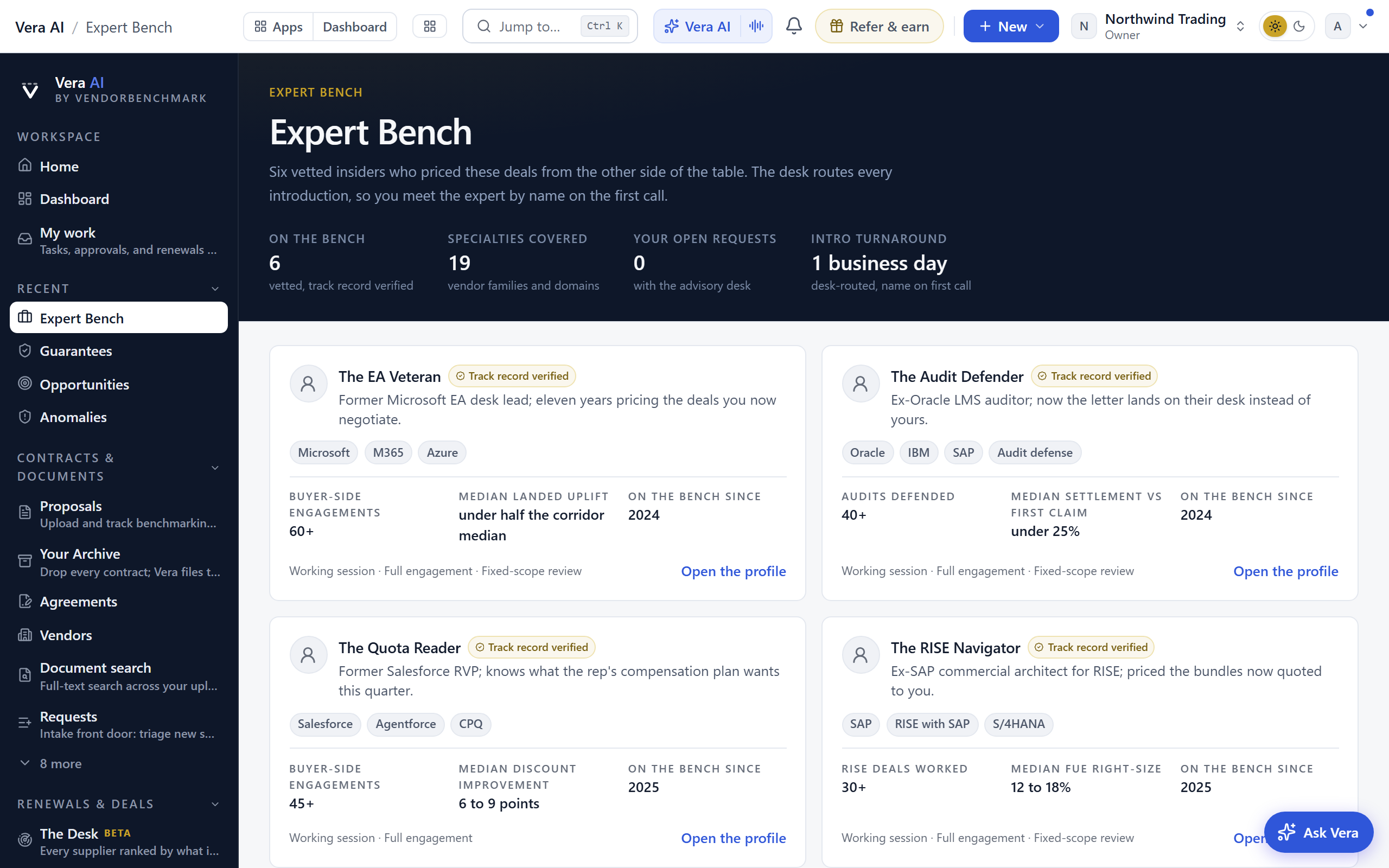 Expert Bench screen