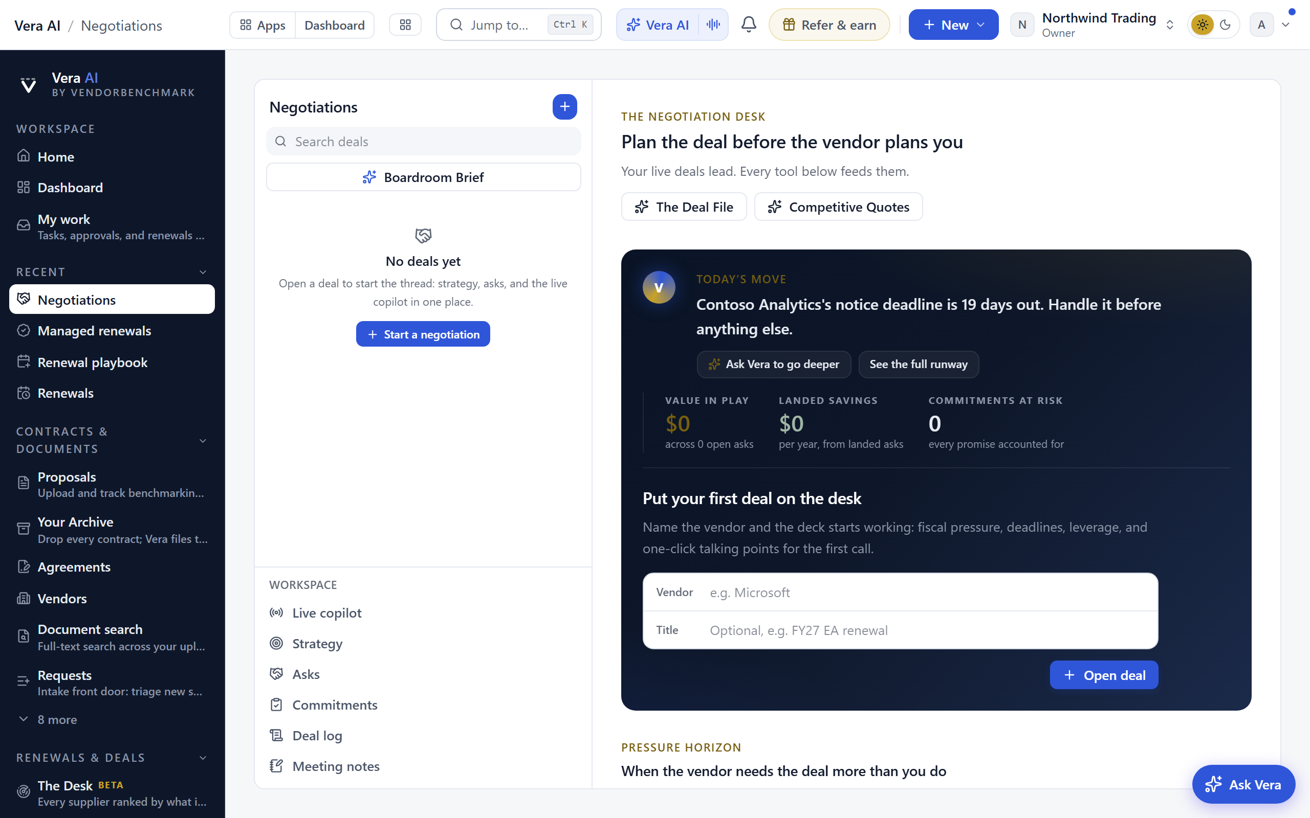 Negotiations screen