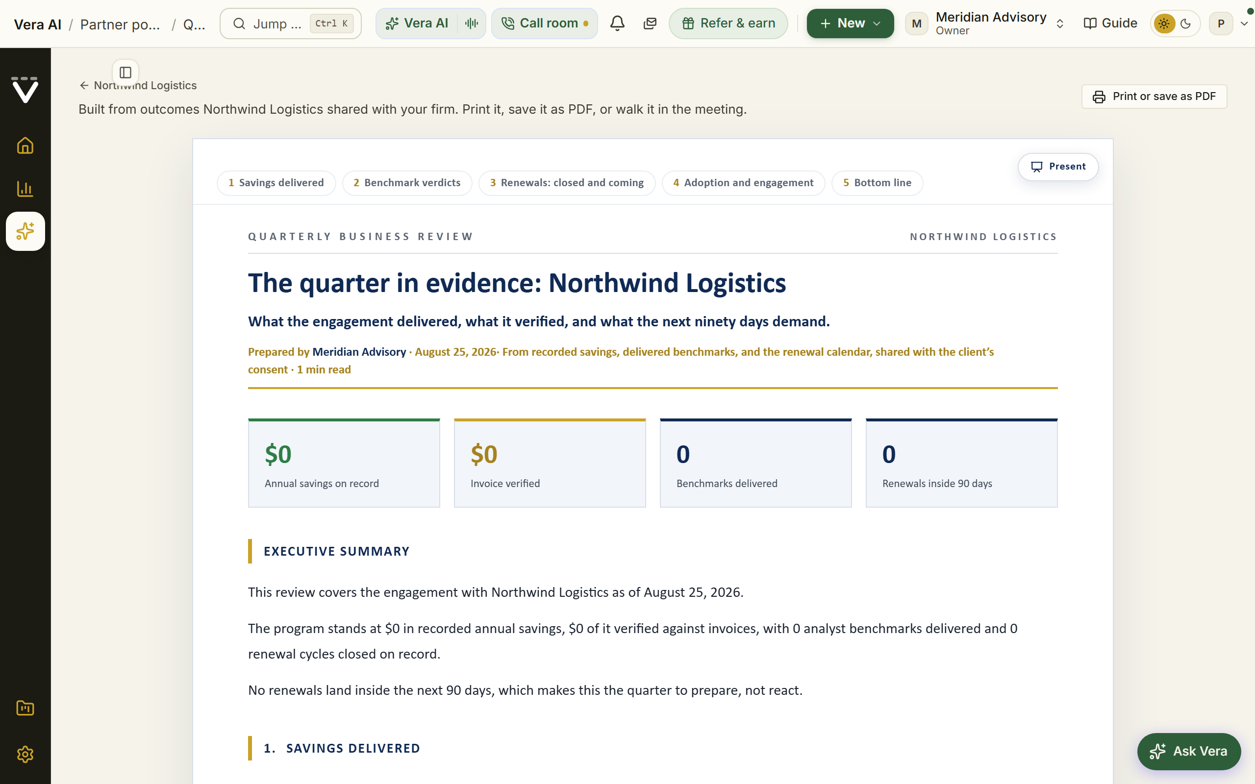 Quarterly business review screenshot