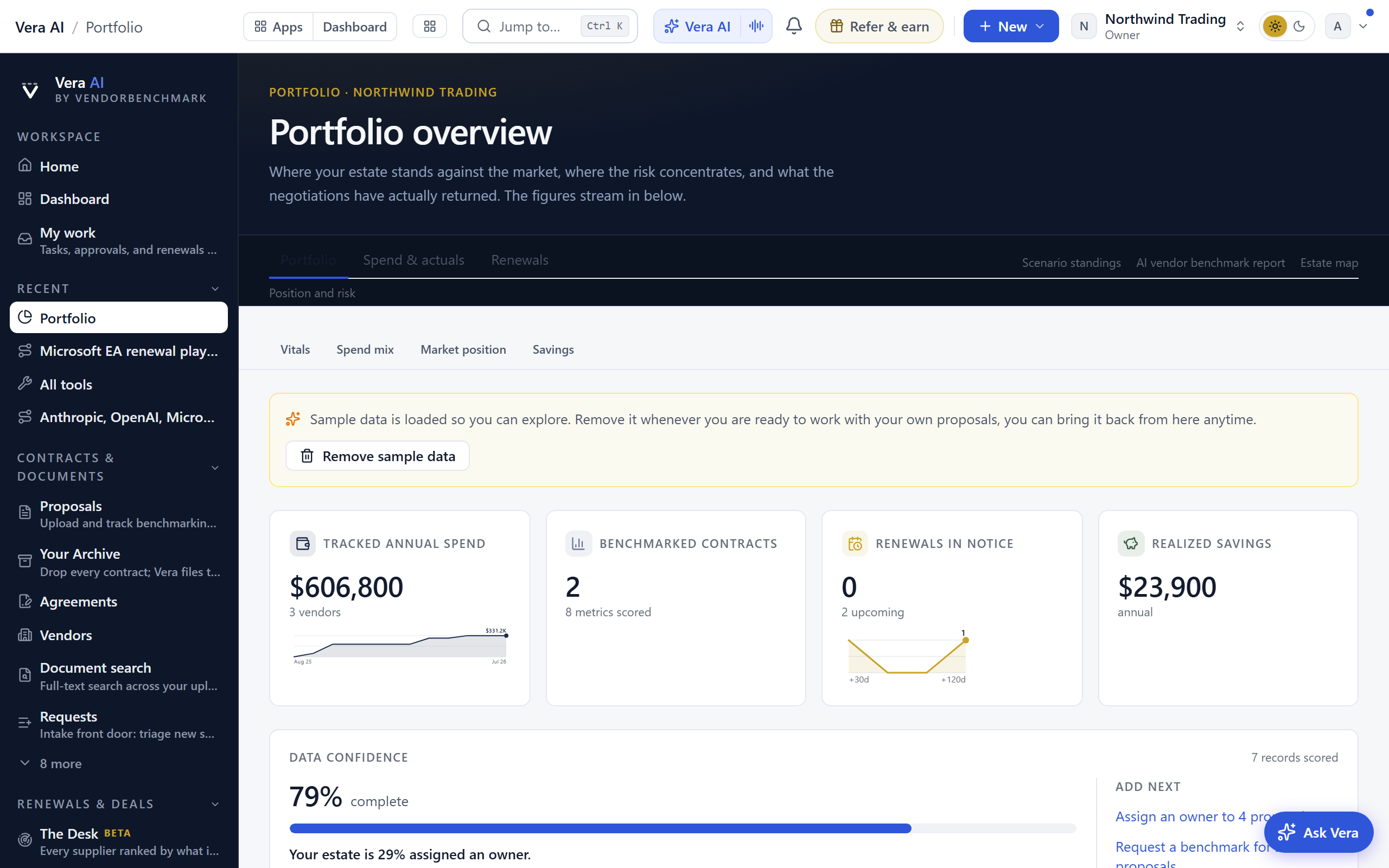 Portfolio screen