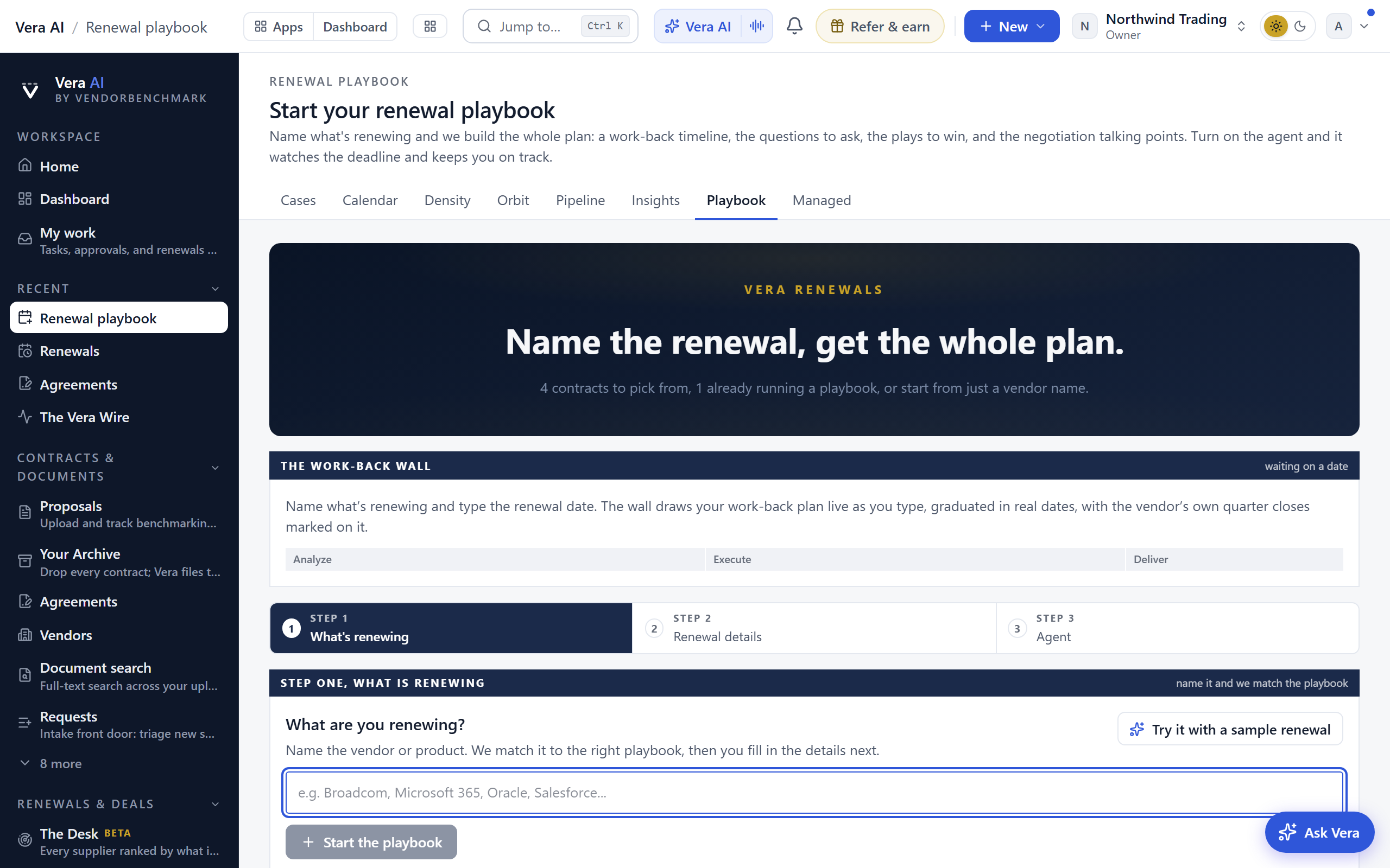 Renewal playbook screen