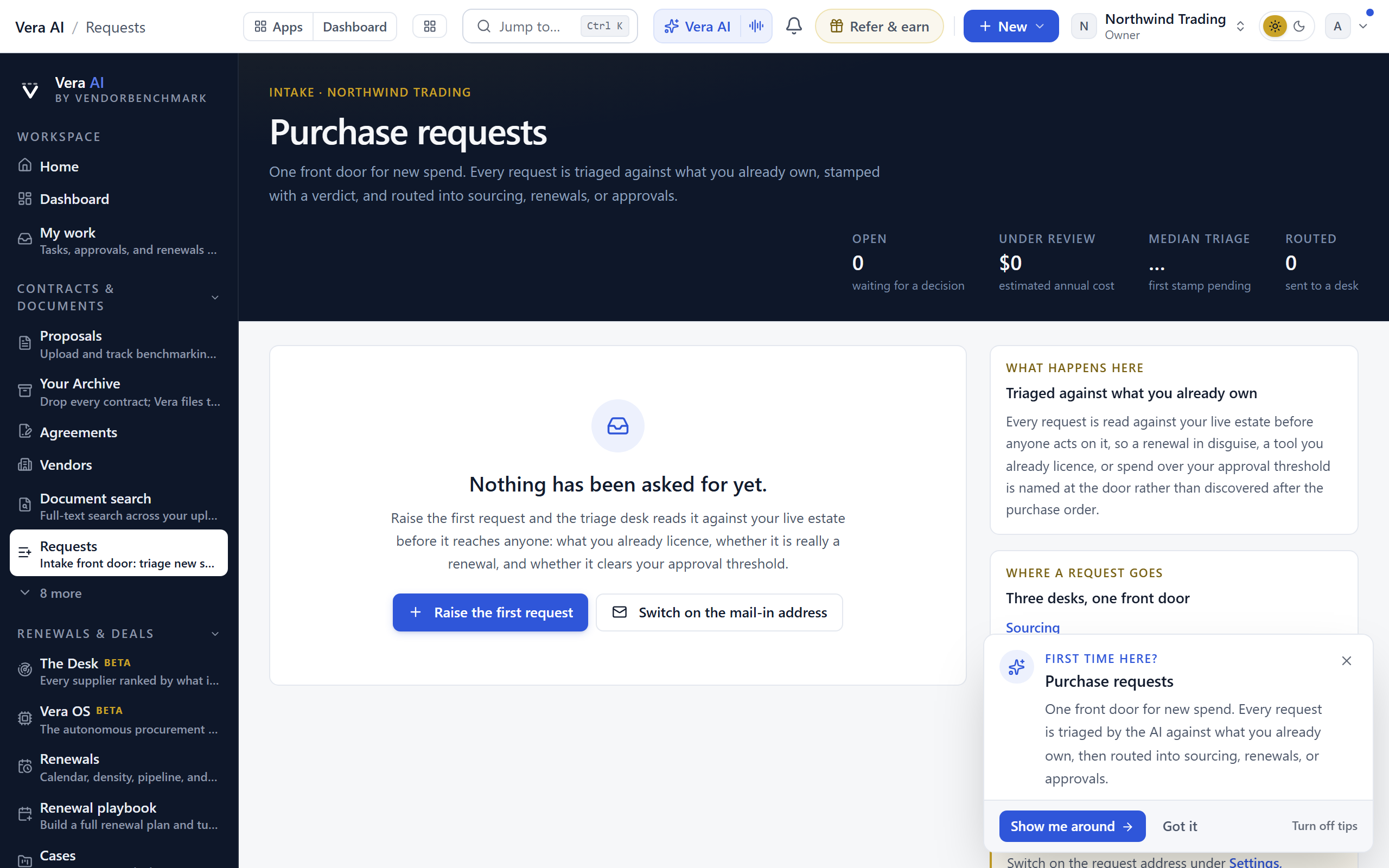 Requests screen