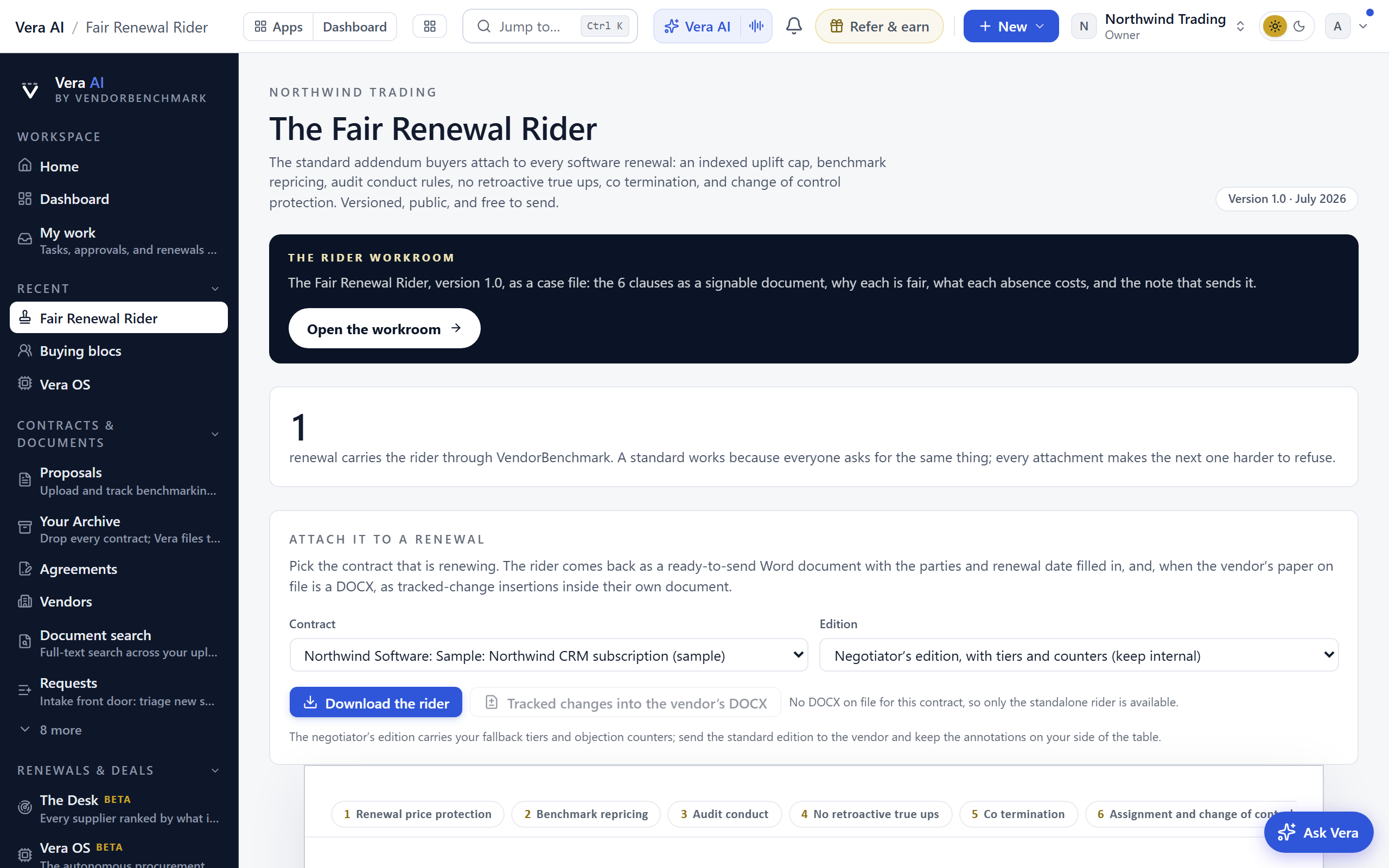 Fair Renewal Rider screen