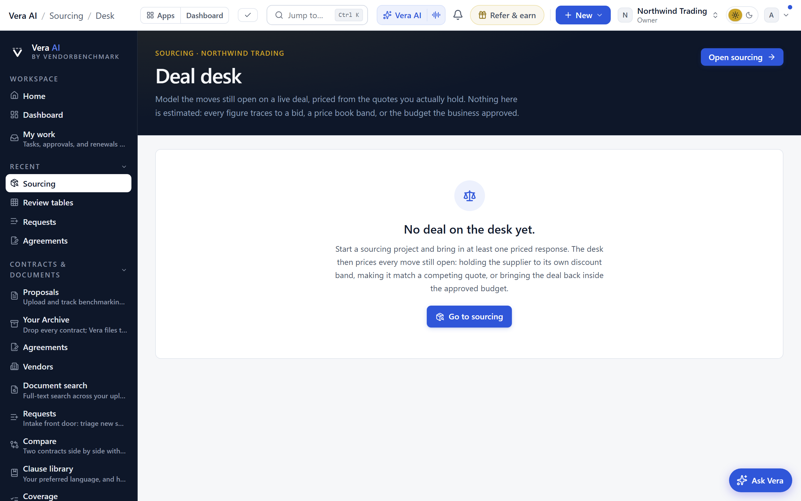 Deal desk screen