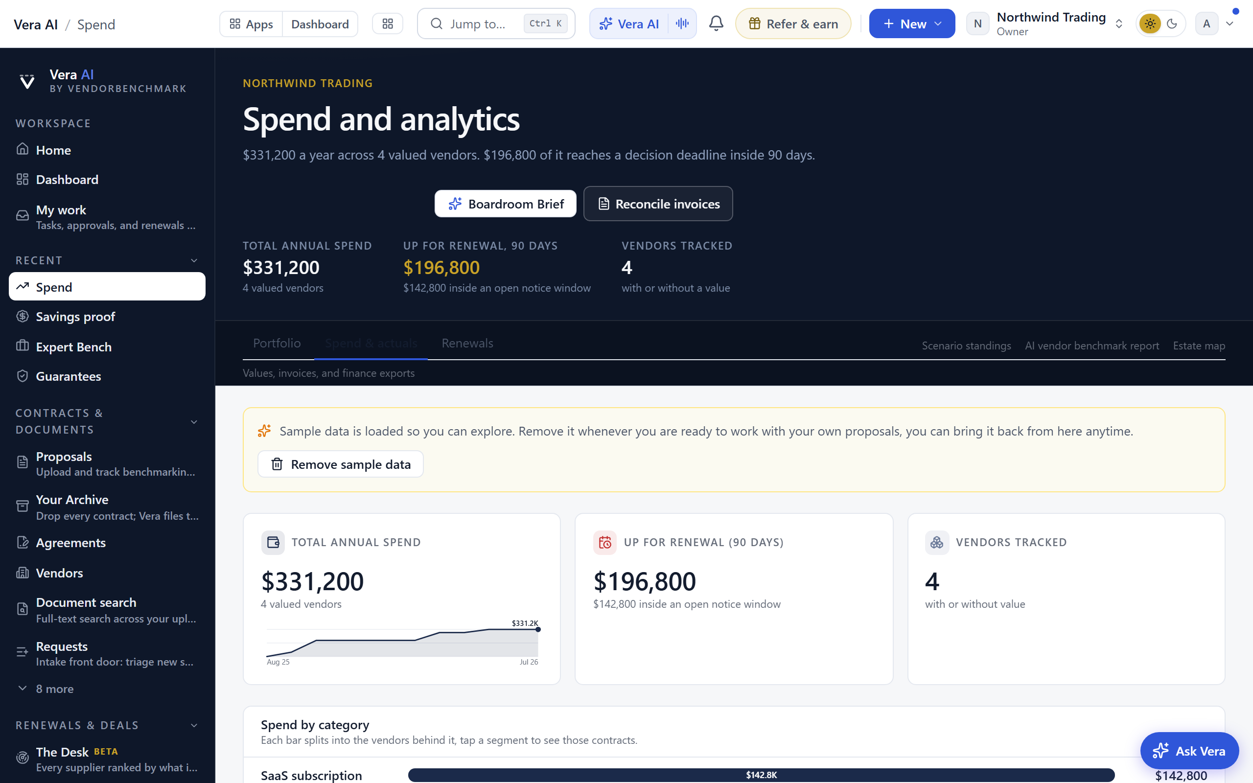 Spend screen