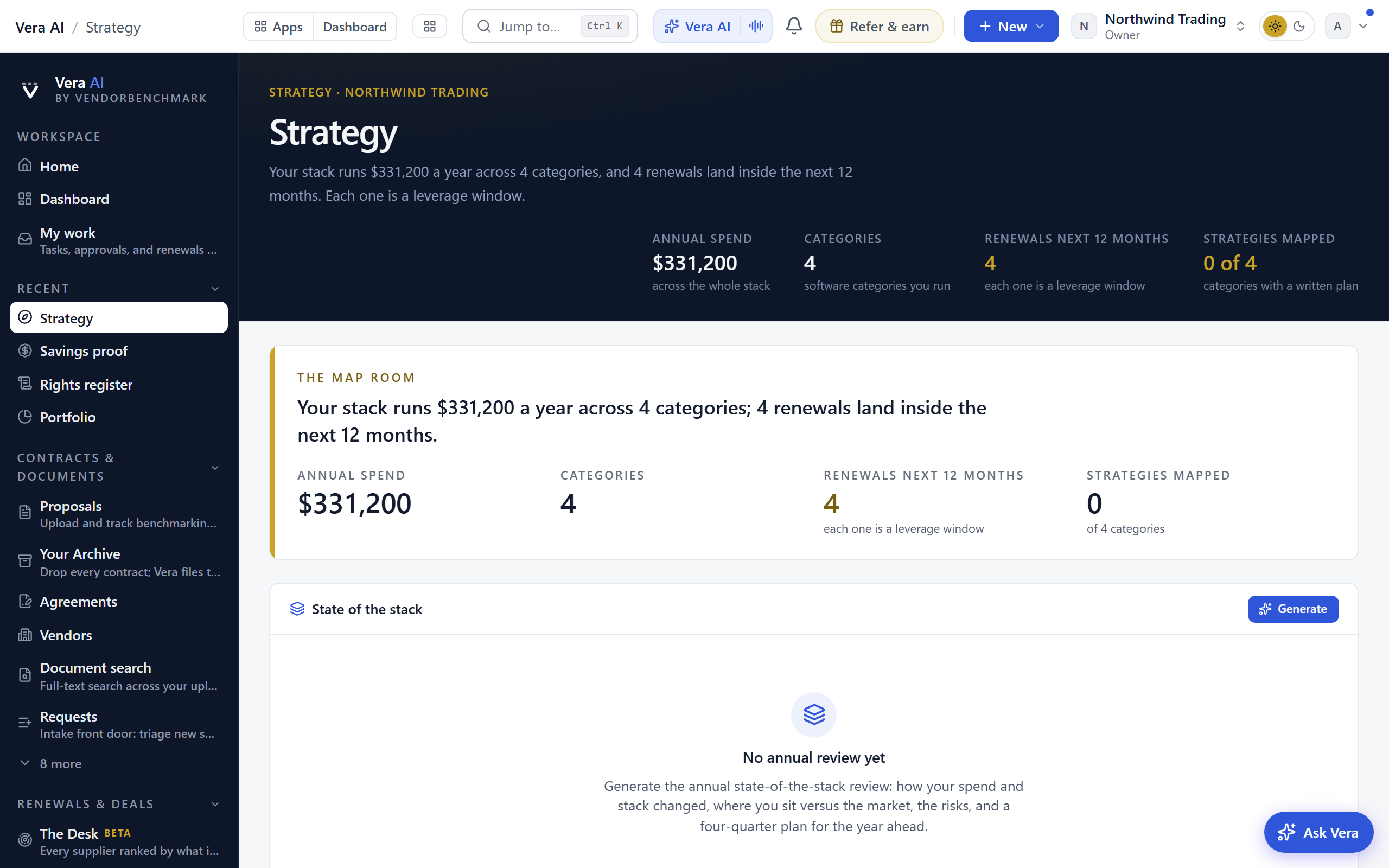 Strategy screen