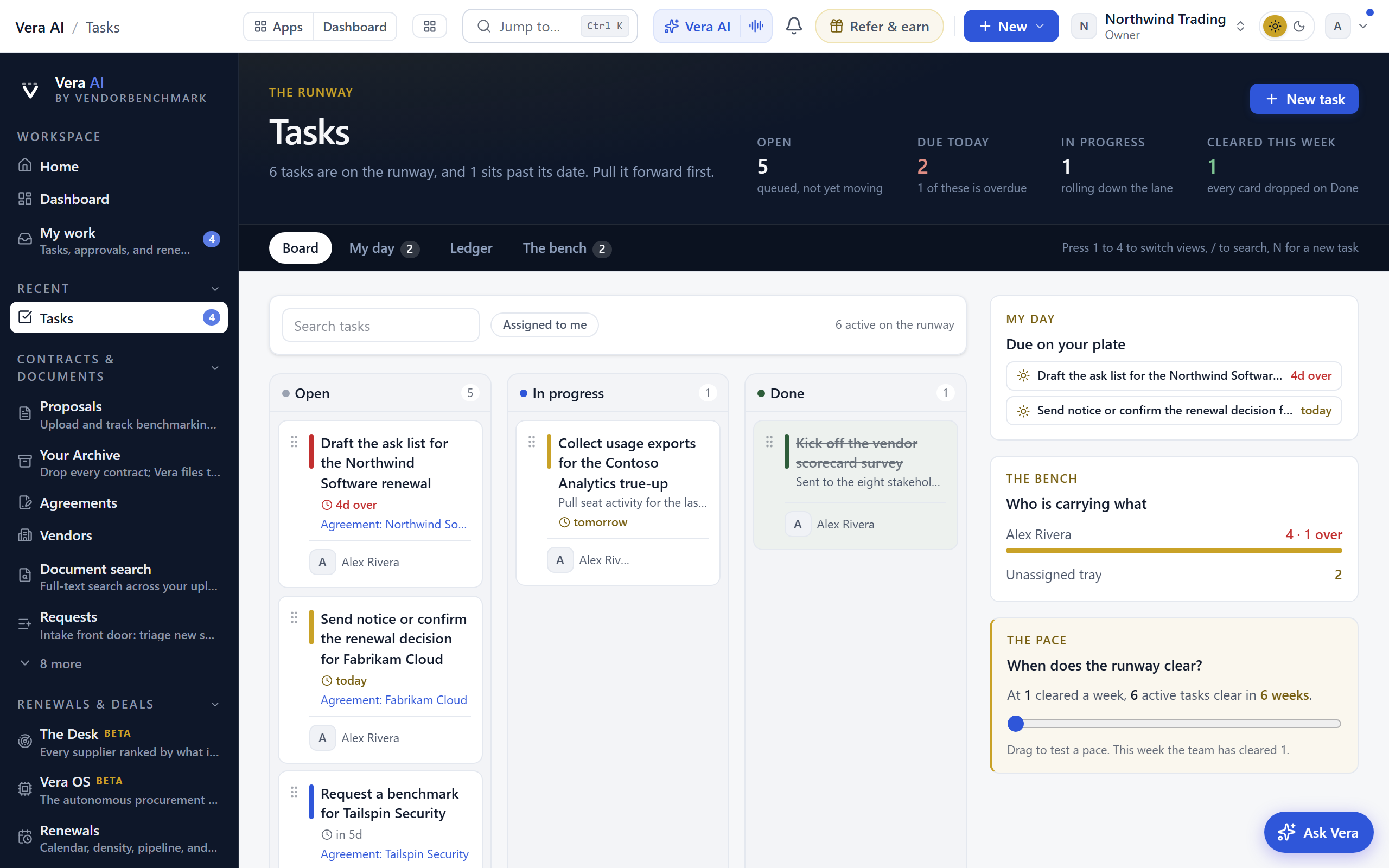 Tasks screen