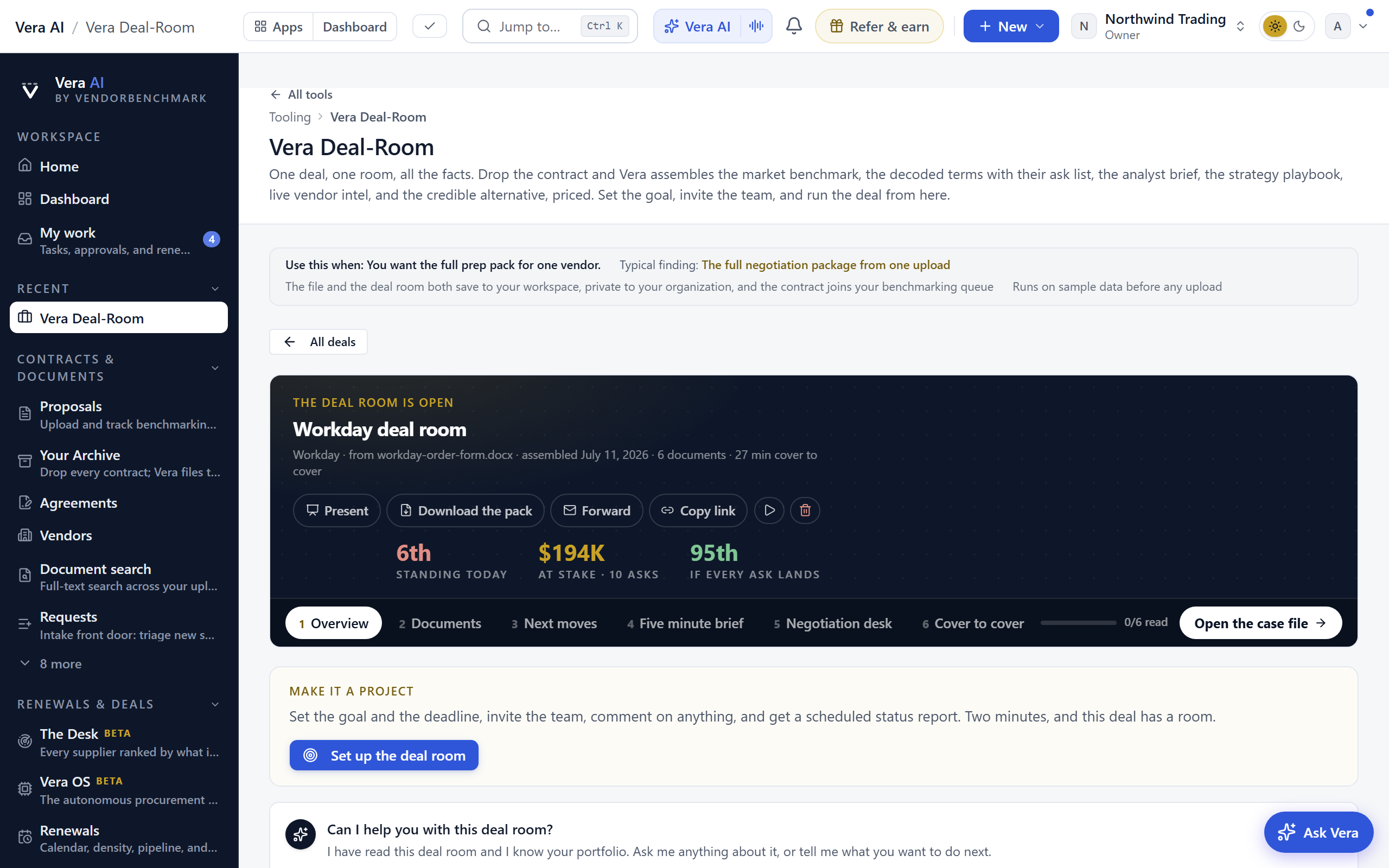 Vera Deal-Room screen