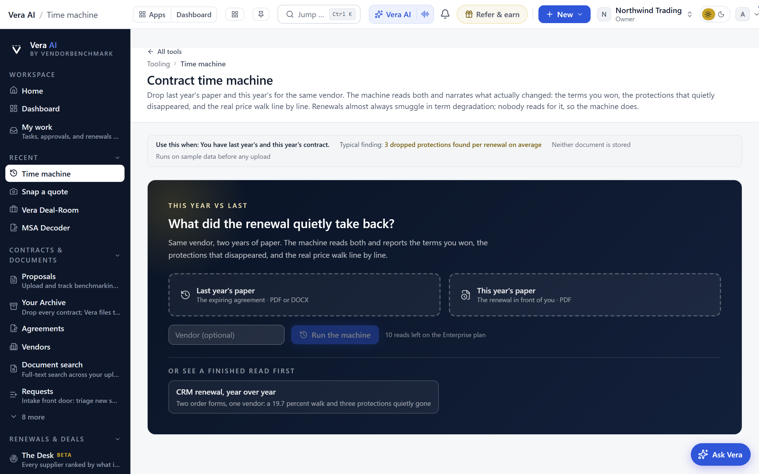 Contract time machine screen