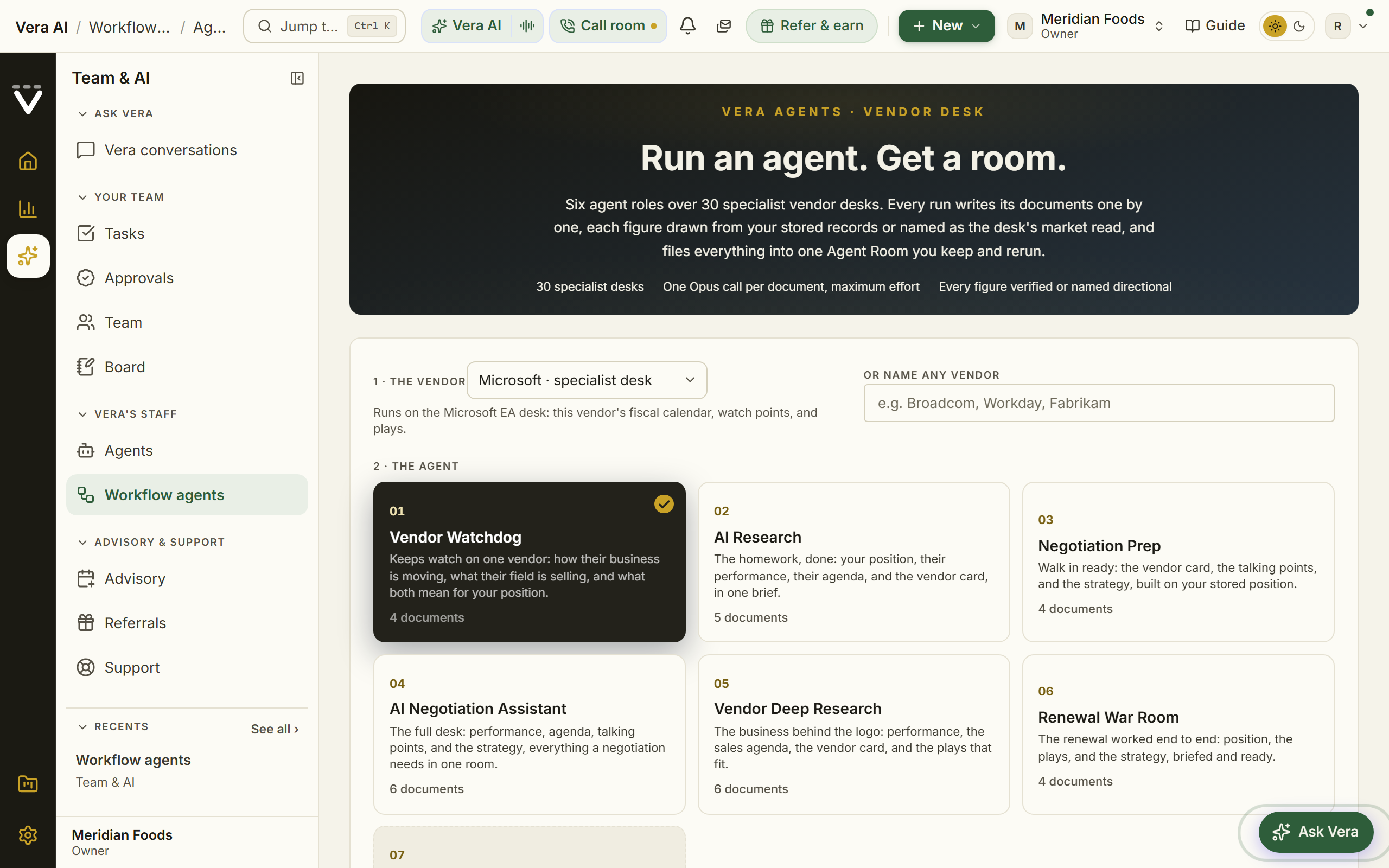 Vendor agents screenshot