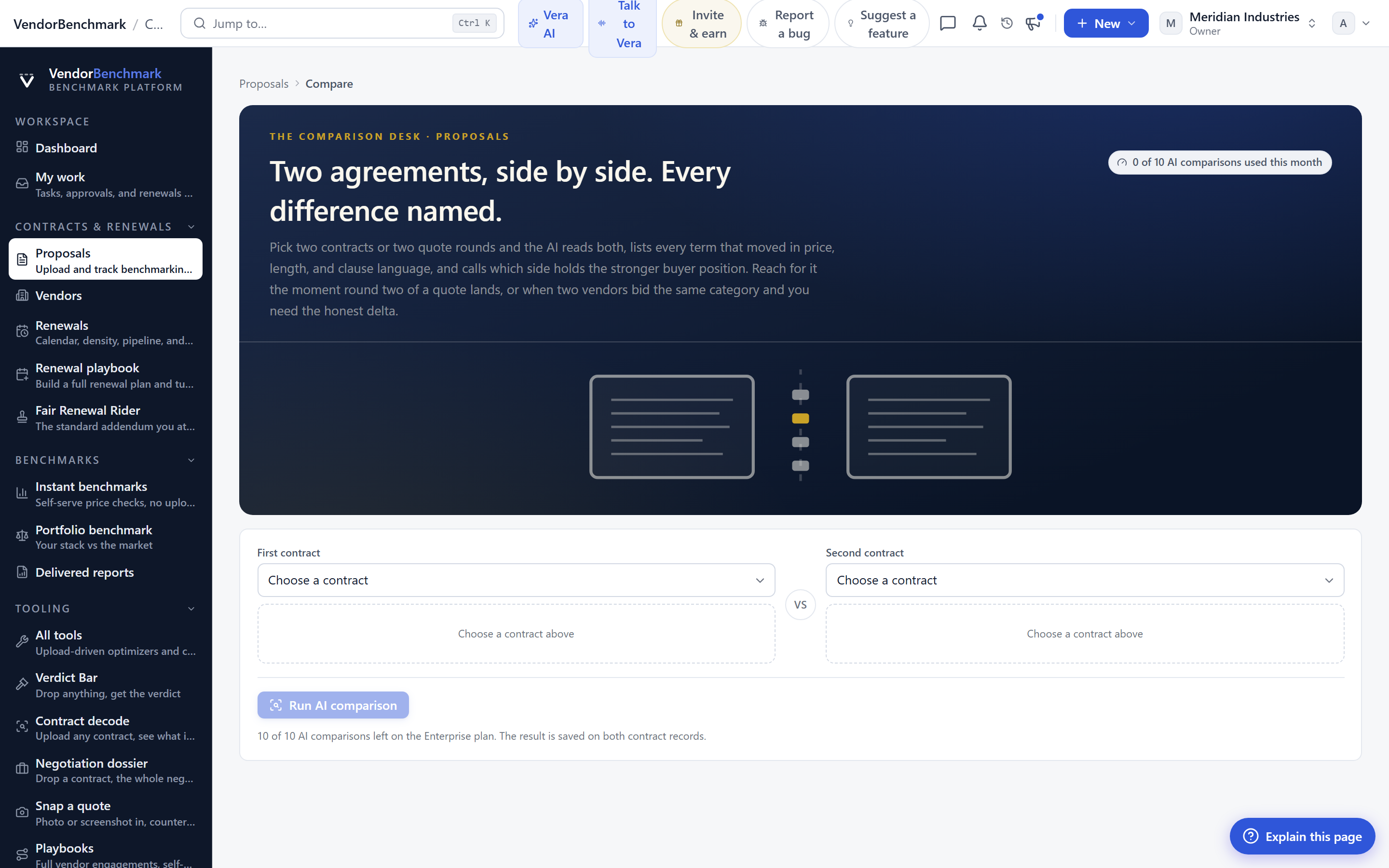 AI compare: two order forms side by side, with the difference scan calling out what changed and what to watch out for.