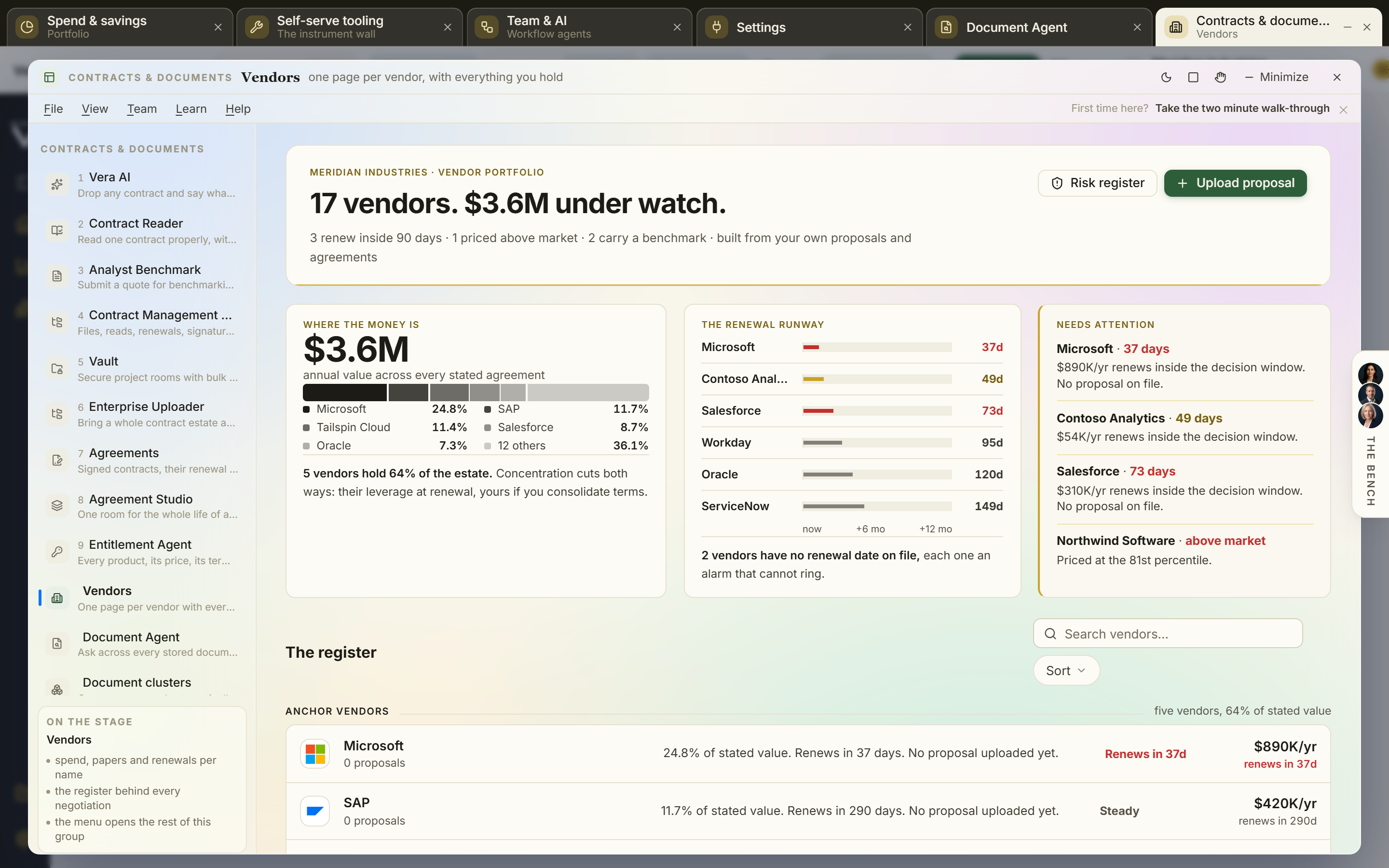 The vendor portfolio view partners run for their clients